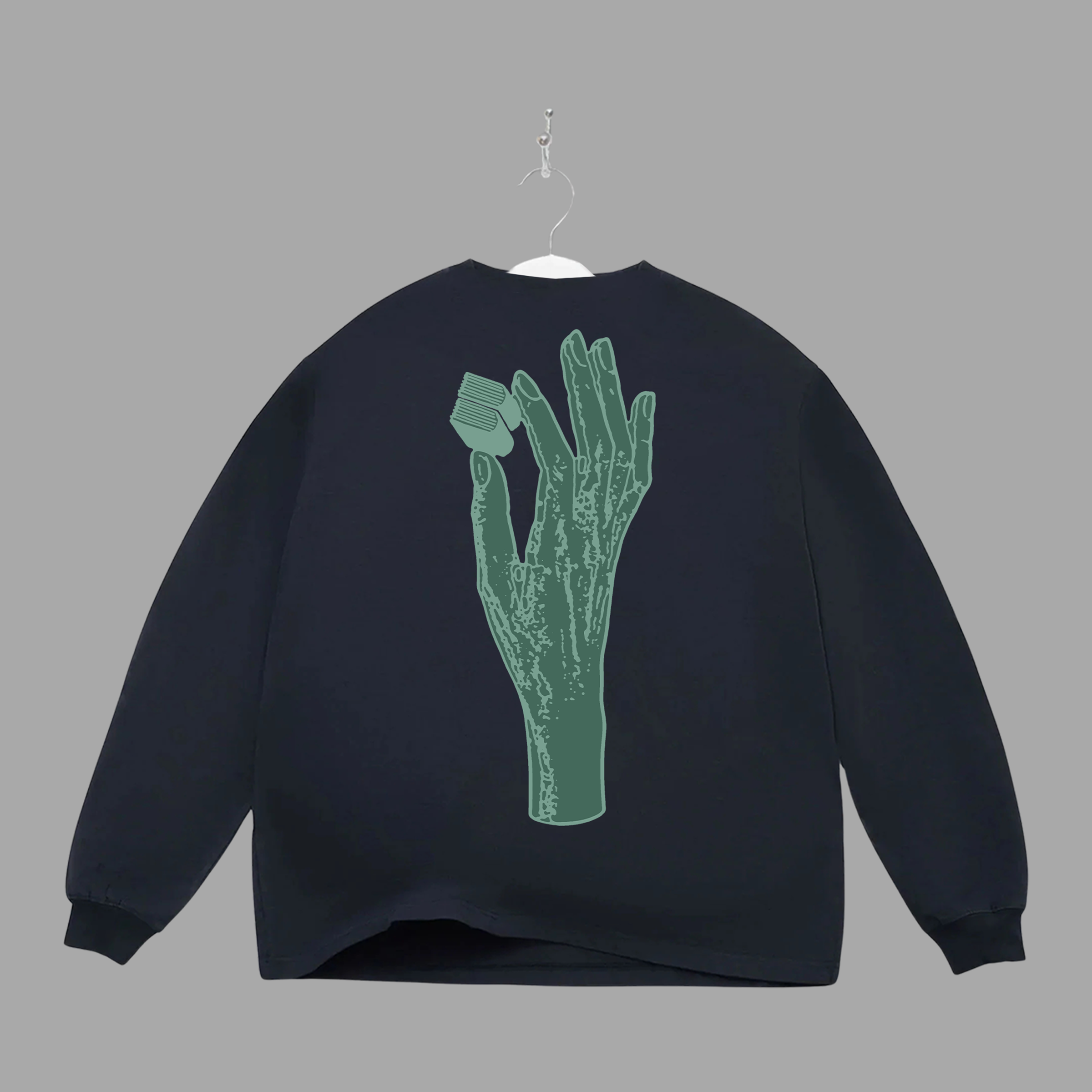 B HAND - GREEN - LONGSLEEVE - "PREMIUM-BOX FIT"