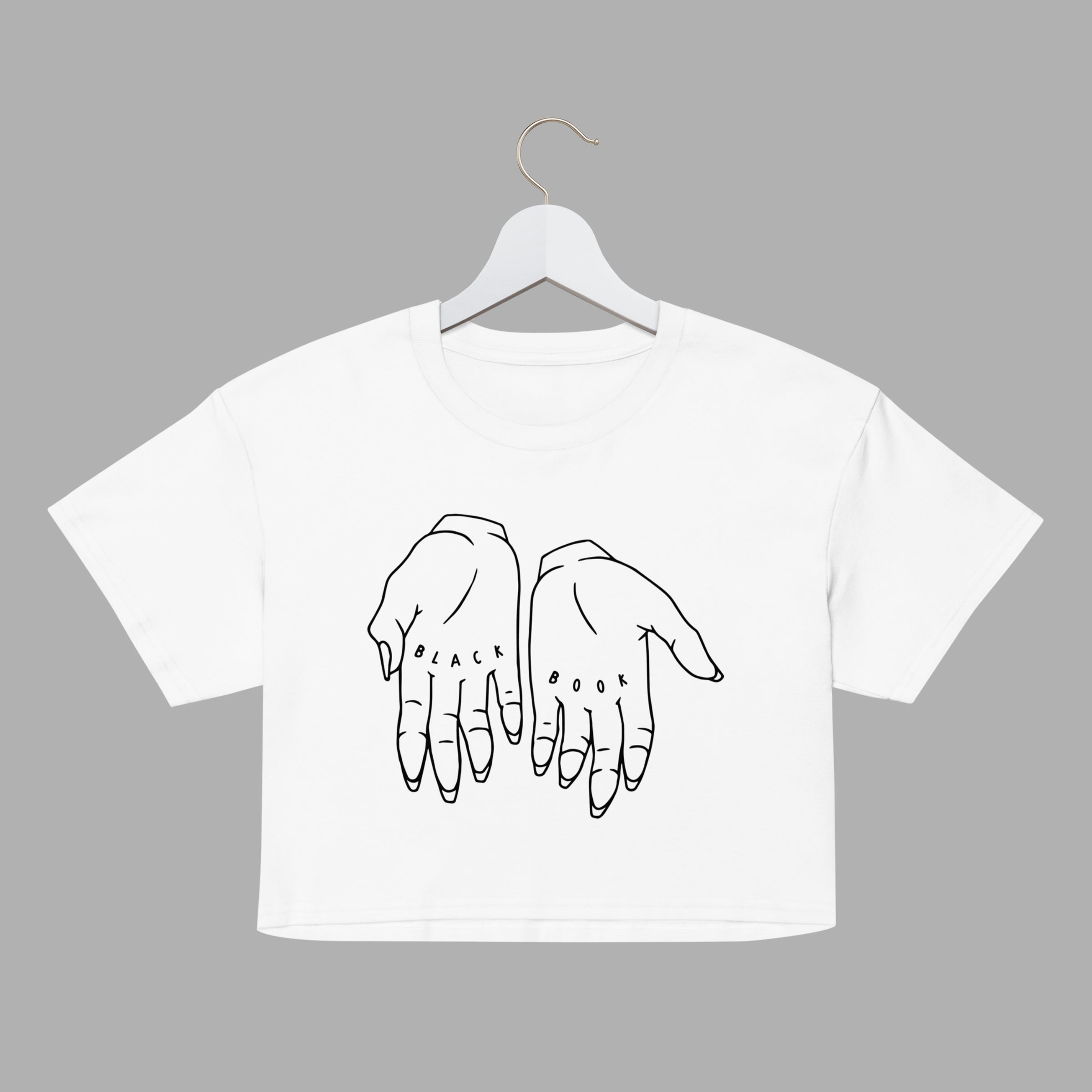 HANDS WOMENS CROP TOP - WHITE / BLACK