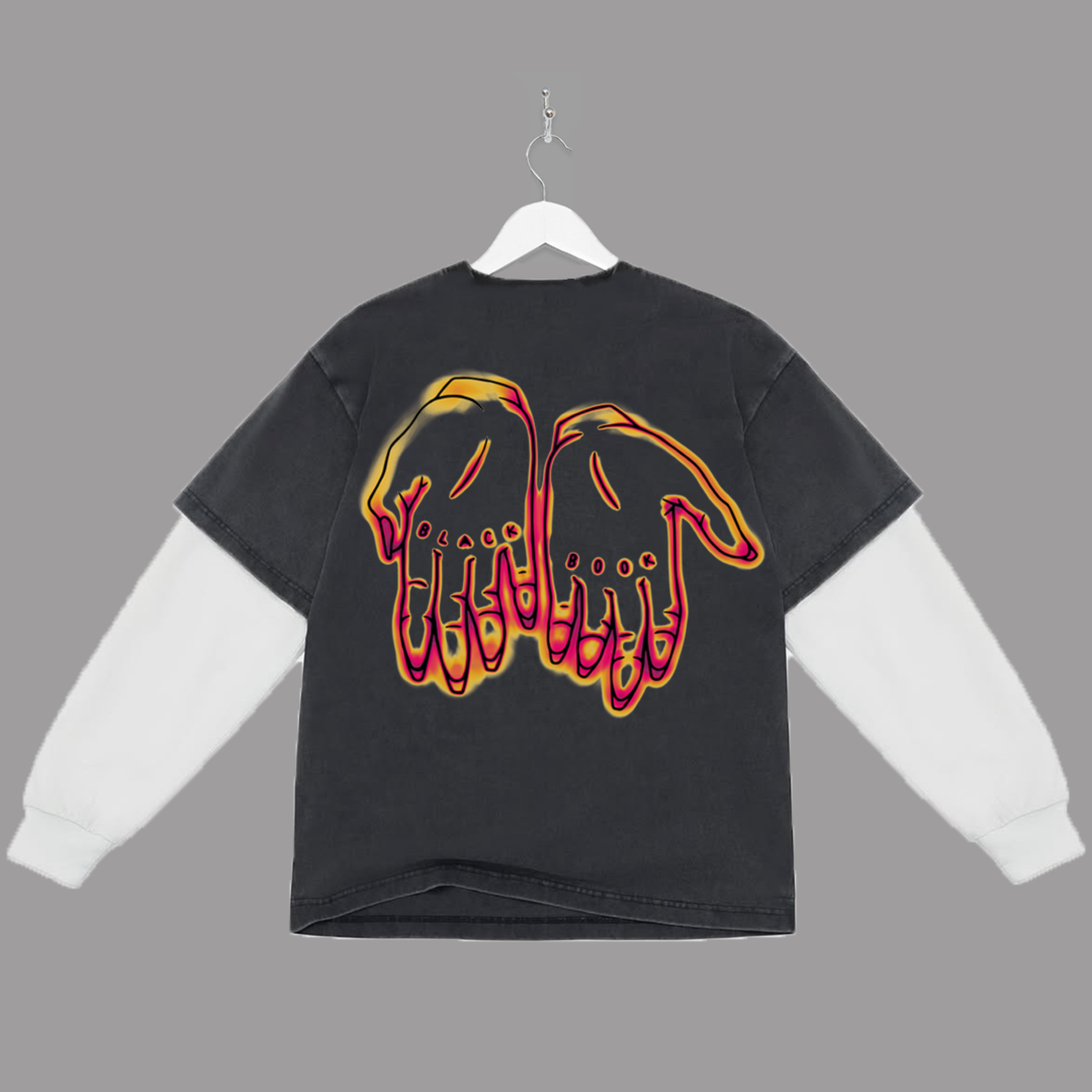 THERMAL HANDS 2FER LONGSLEEVE (VINTAGE BLACK/WHITE) -"PREMIUM-BOX FIT"