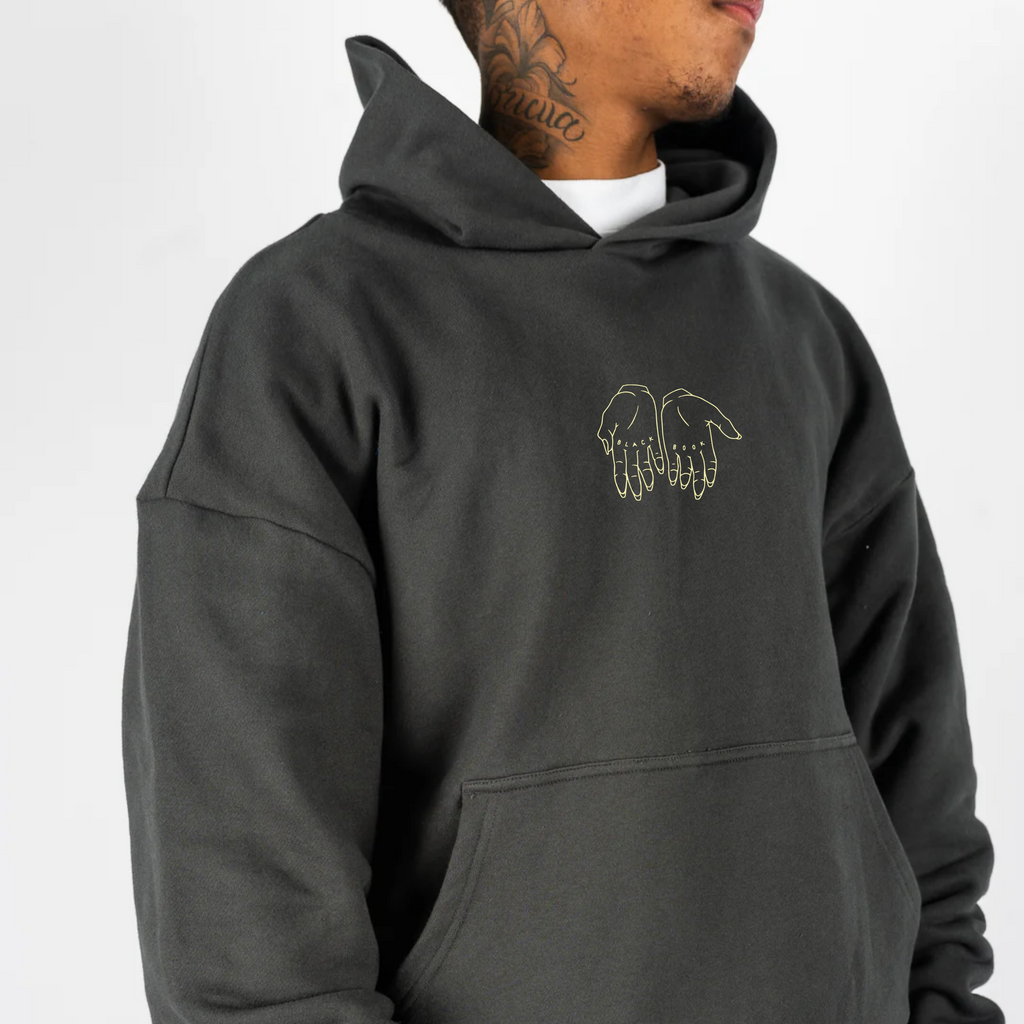 THE BLACK BOOK HOODIE (VINTAGE BLACK) - "PREMIUM-BOX FIT"
