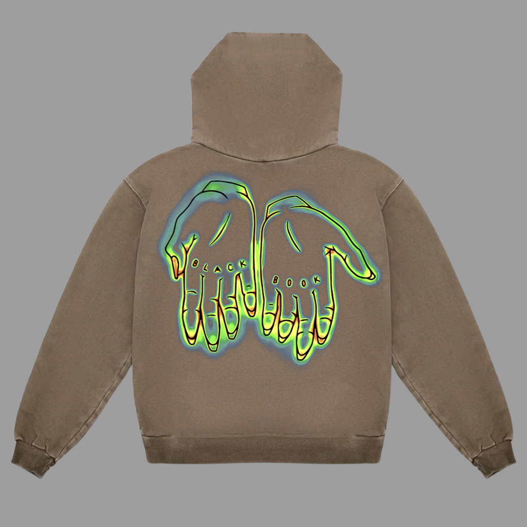 THERMAL HANDS HOODIE (BROWN) - "PREMIUM-BOX FIT"