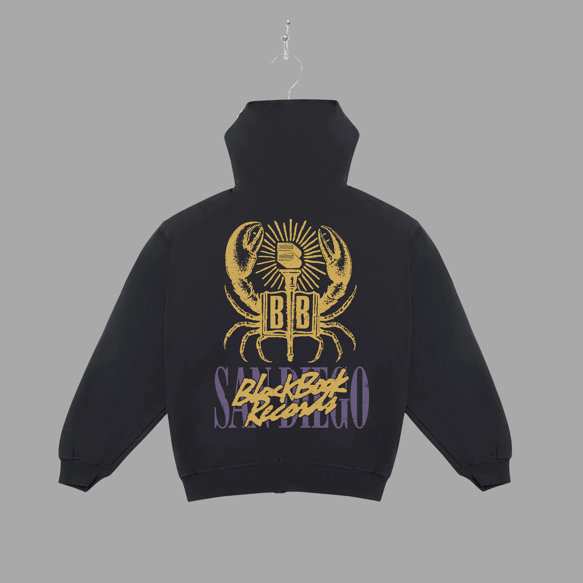 SAN DIEGO BLACK BOOK CRAB ZIP-UP HOODIE