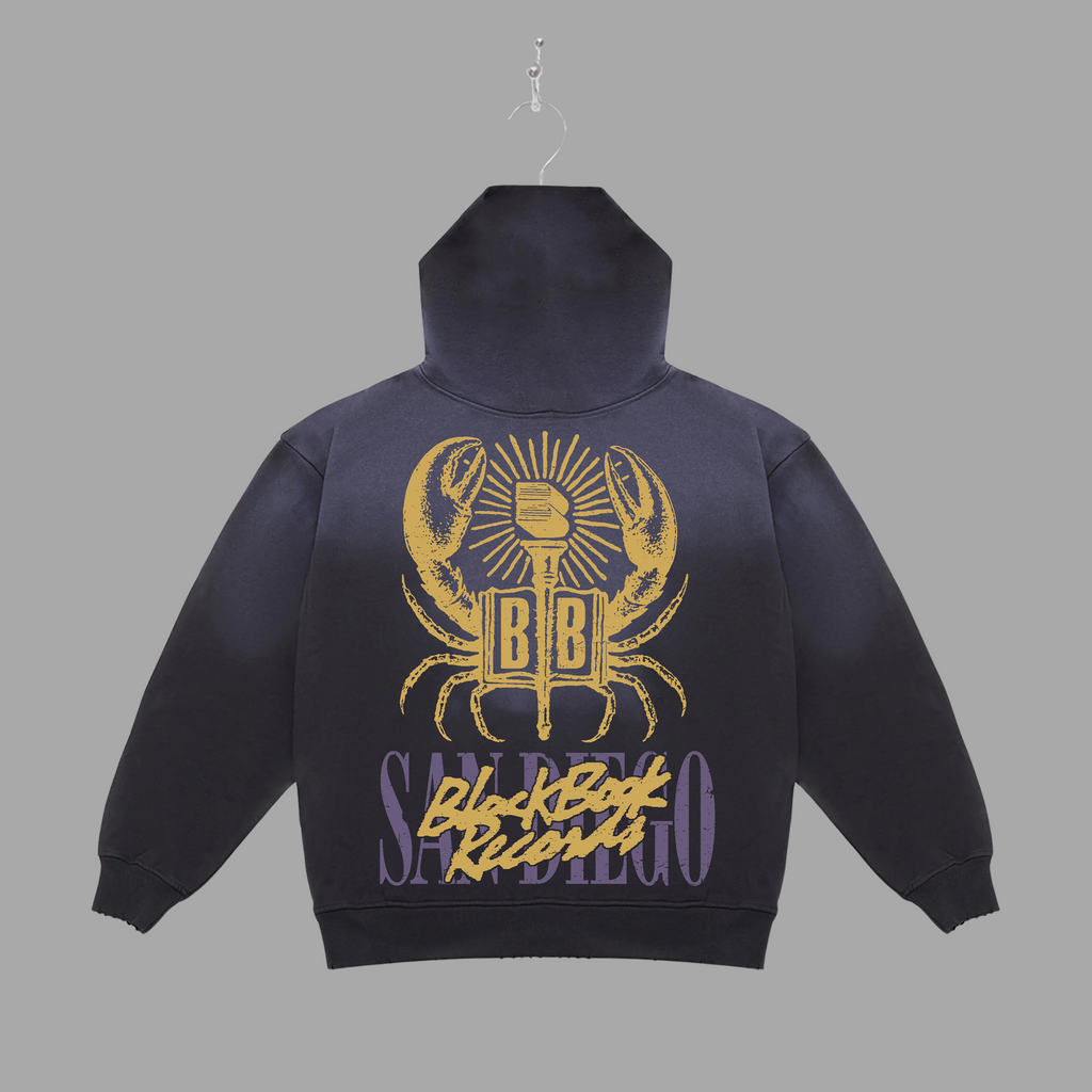 SAN DIEGO BLACK BOOK CRAB ZIP-UP HOODIE