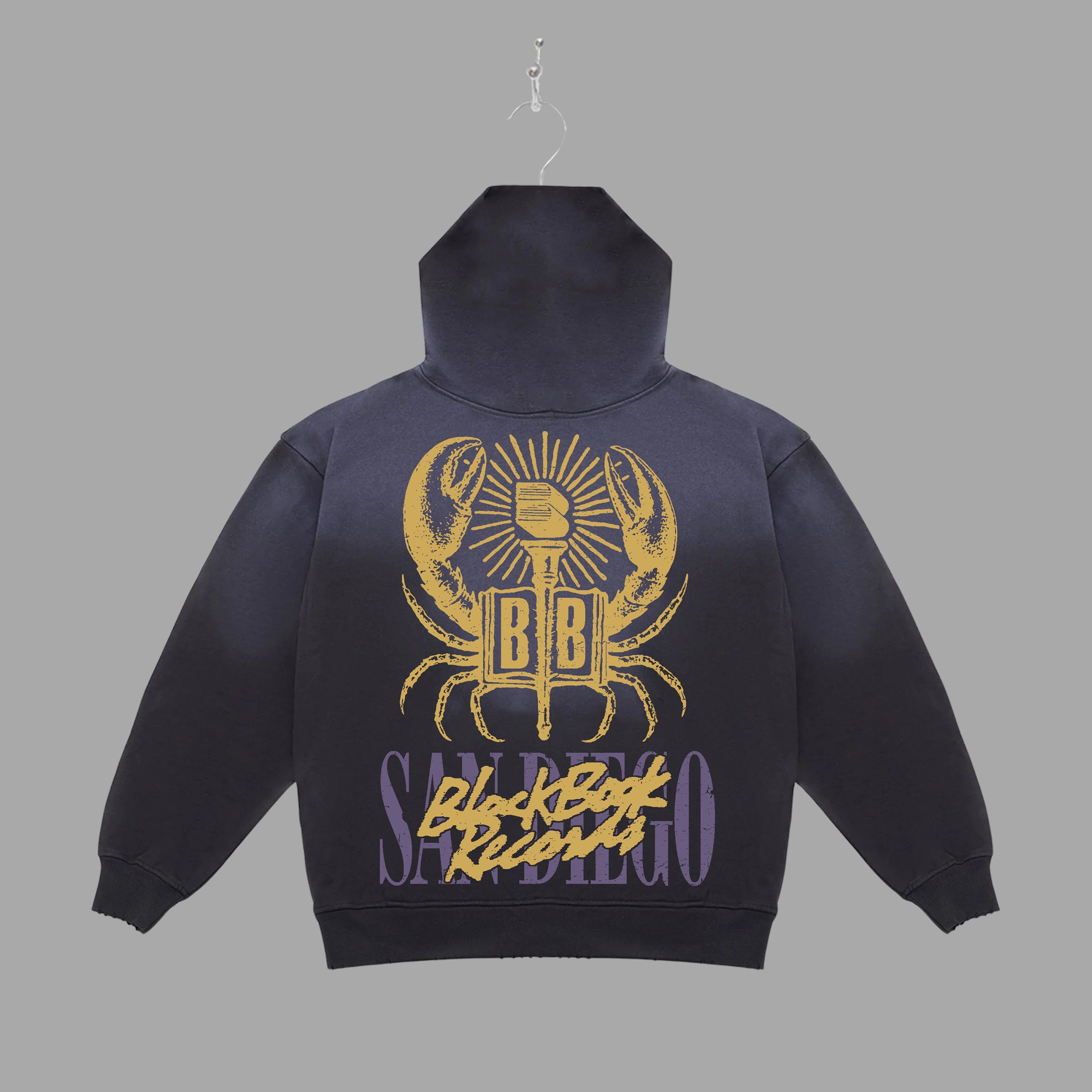 SAN DIEGO BLACK BOOK CRAB ZIP-UP HOODIE