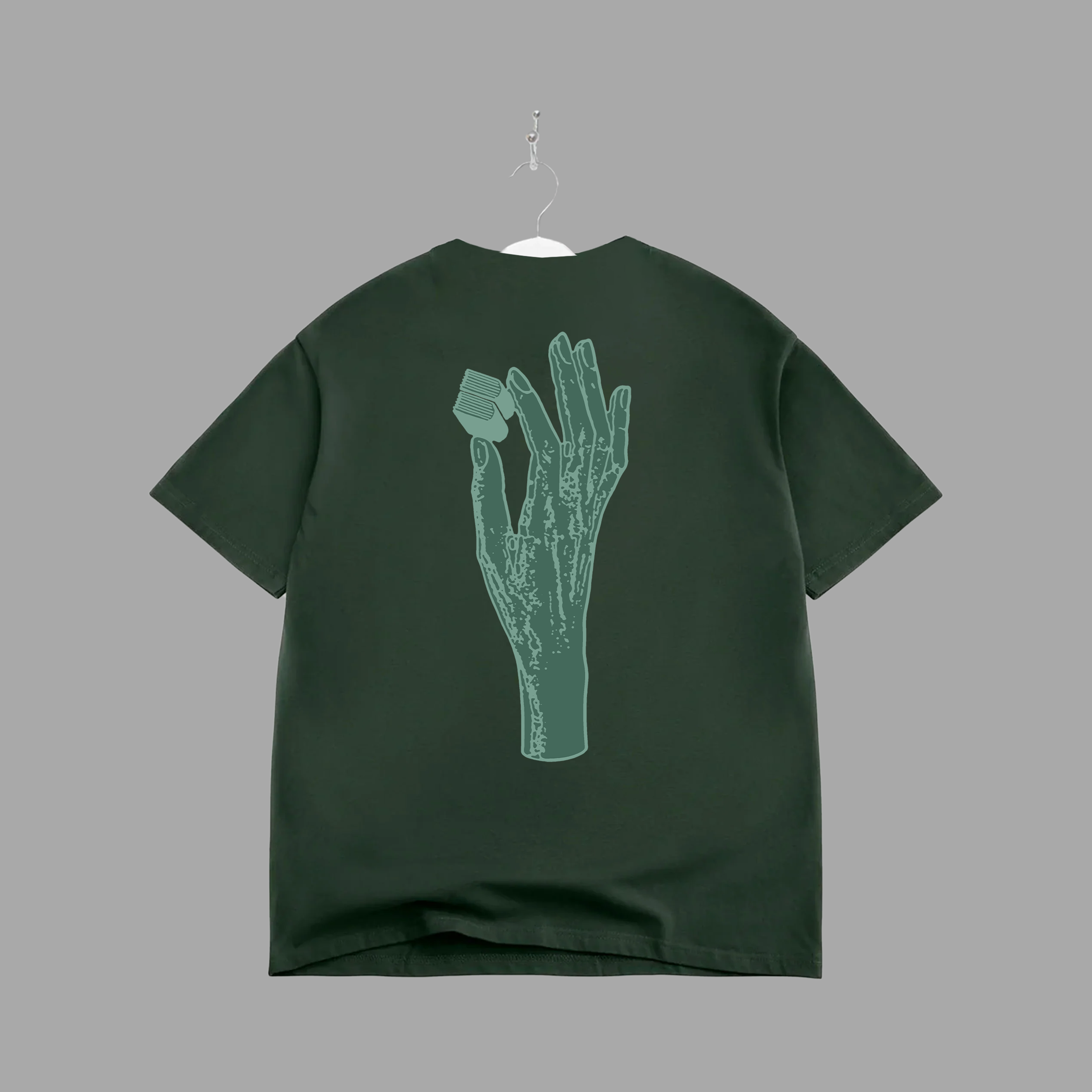 B HAND - GREEN -TEE - "PREMIUM-BOX FIT"