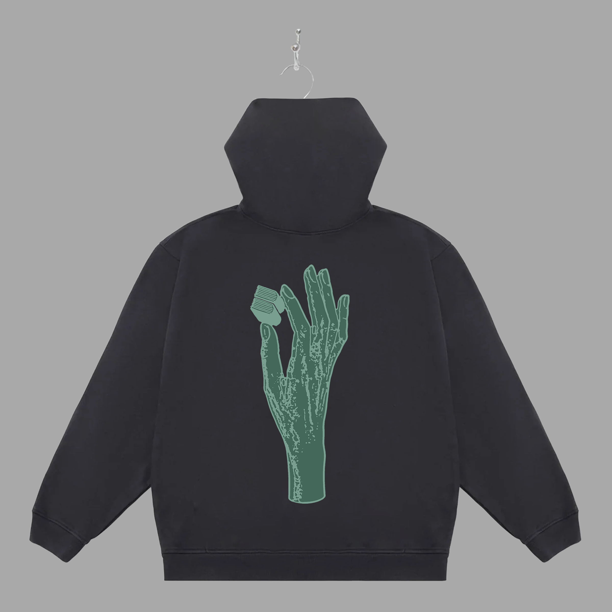 B HAND - GREEN - HOODIE - "PREMIUM-BOX FIT"