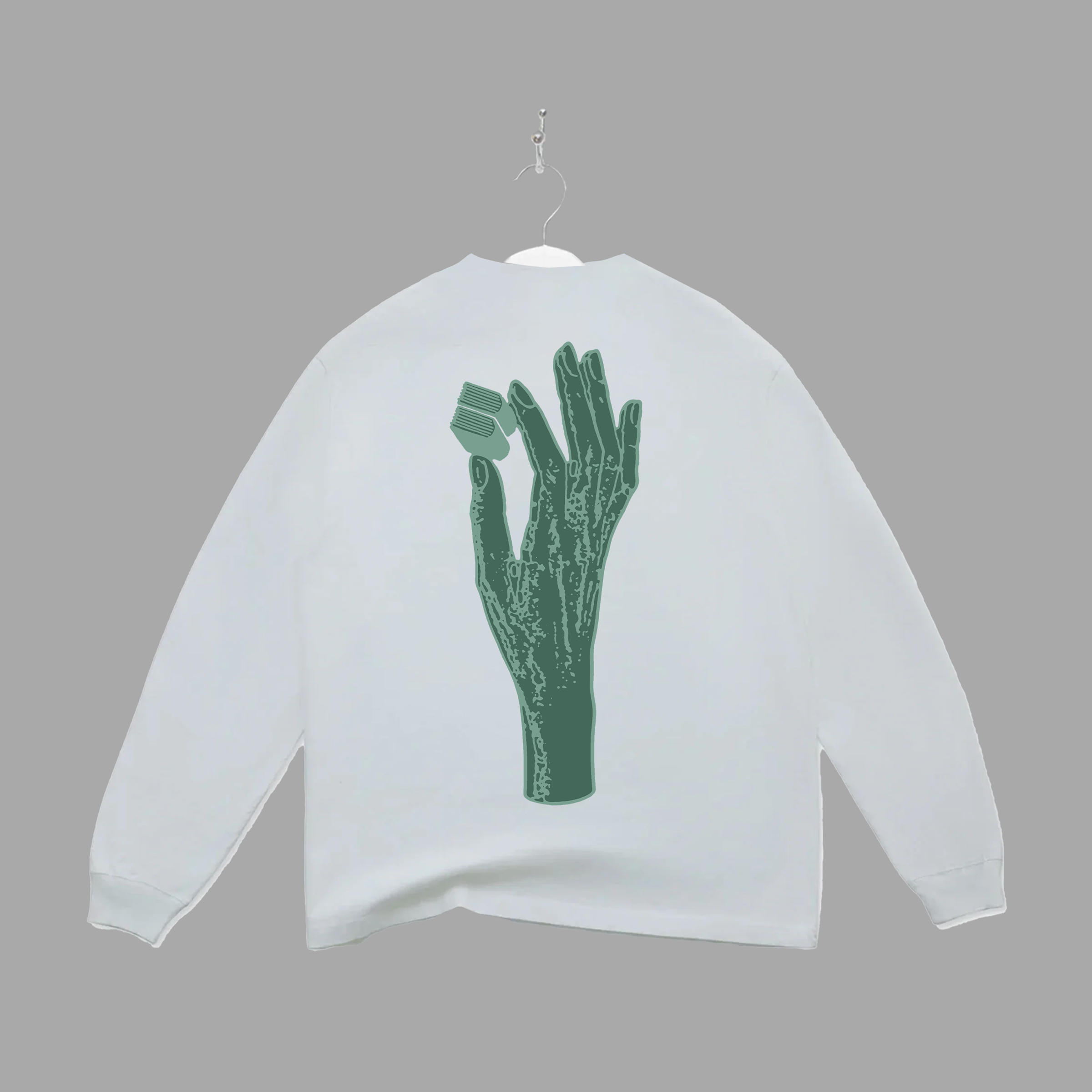 B HAND - GREEN - LONGSLEEVE - "PREMIUM-BOX FIT"