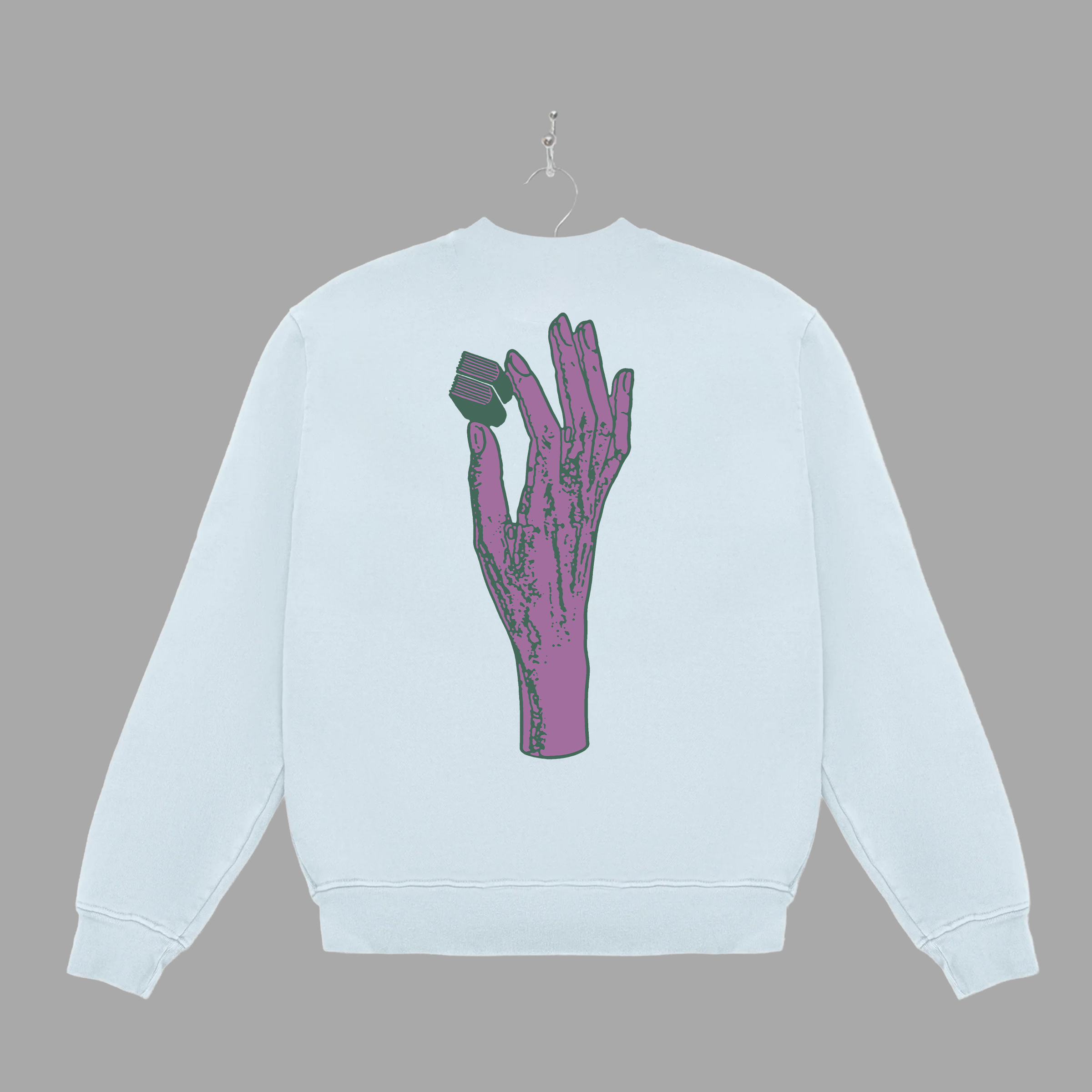 B HAND - PURPLE - CREWNECK - "PREMIUM-BOX FIT"
