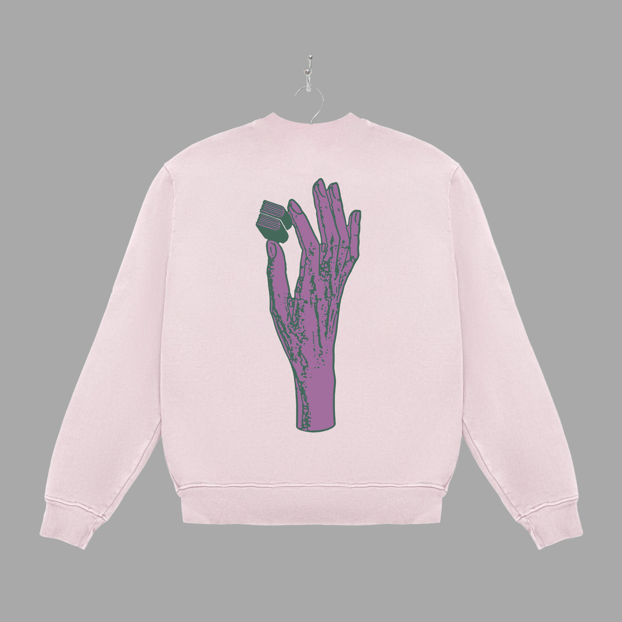 B HAND - PURPLE - CREWNECK - "PREMIUM-BOX FIT"