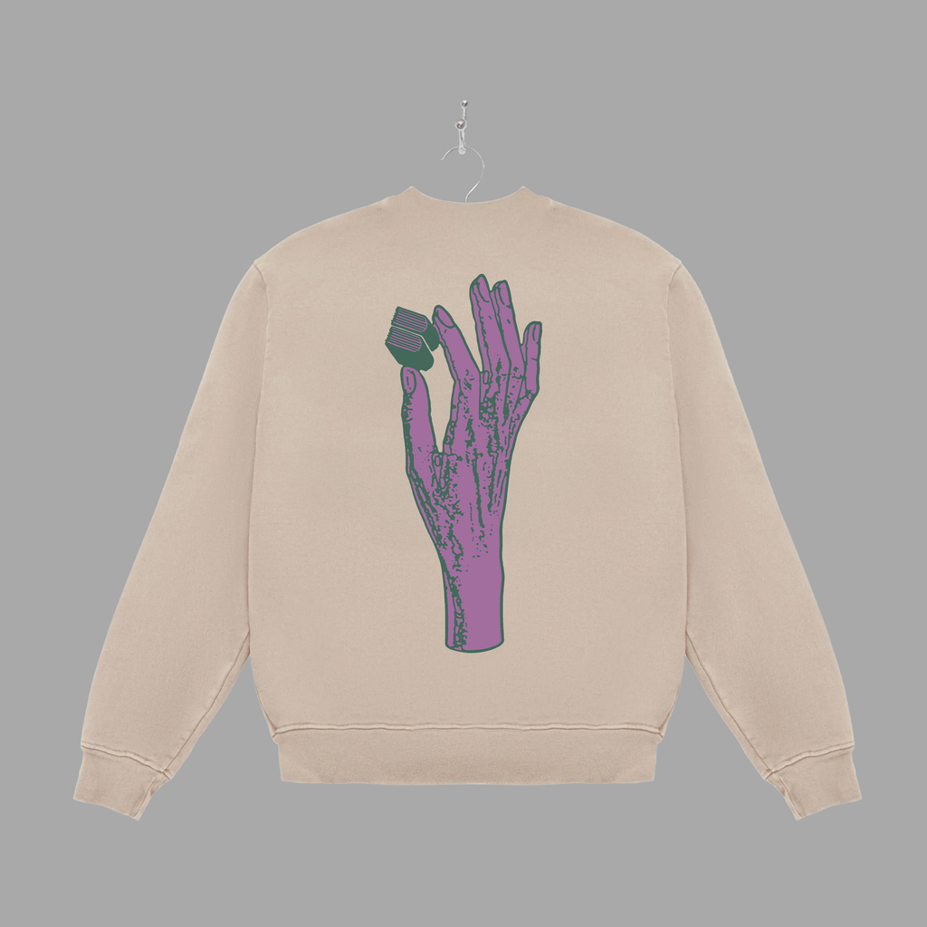 B HAND - PURPLE - CREWNECK - "PREMIUM-BOX FIT"