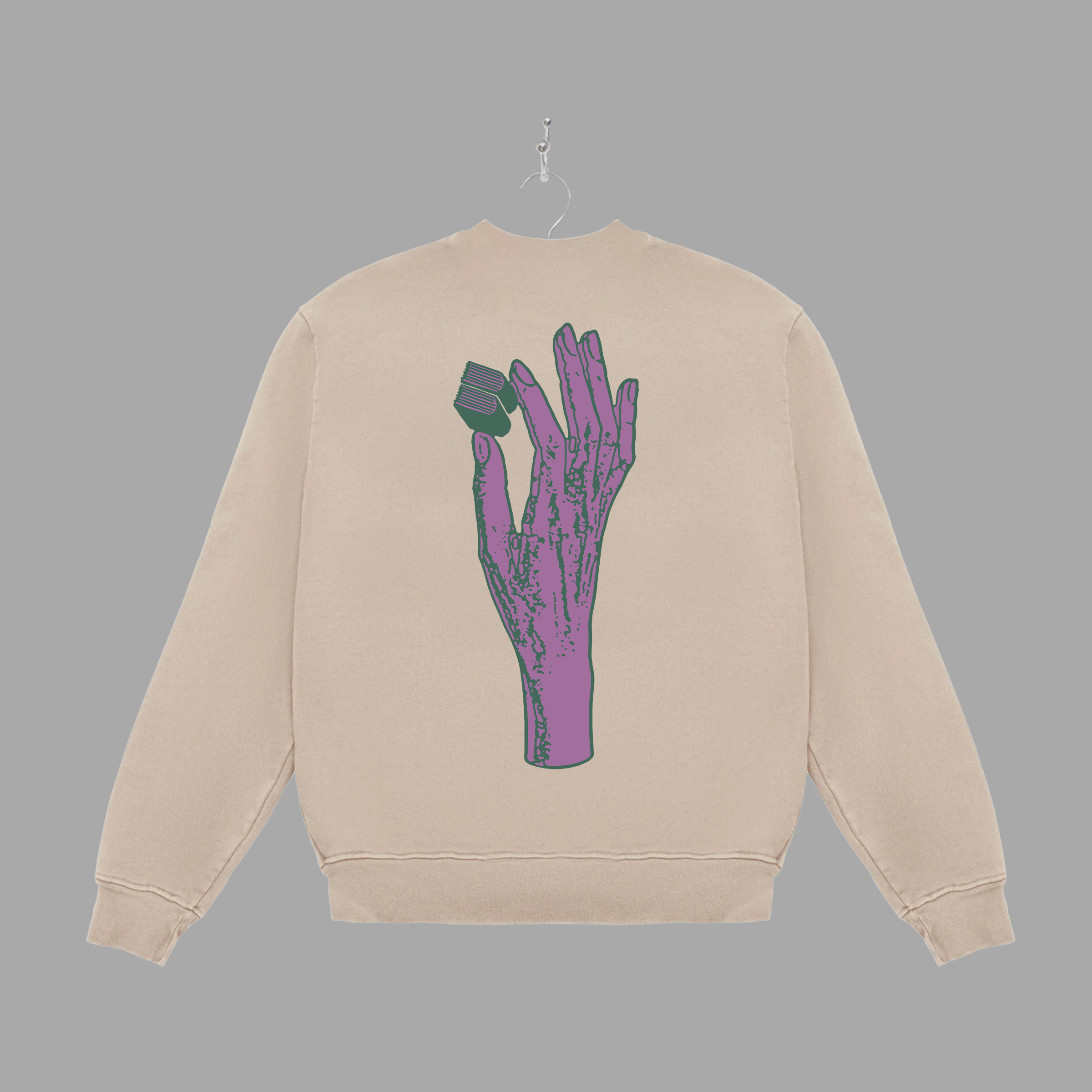 B HAND - PURPLE - CREWNECK - "PREMIUM-BOX FIT"
