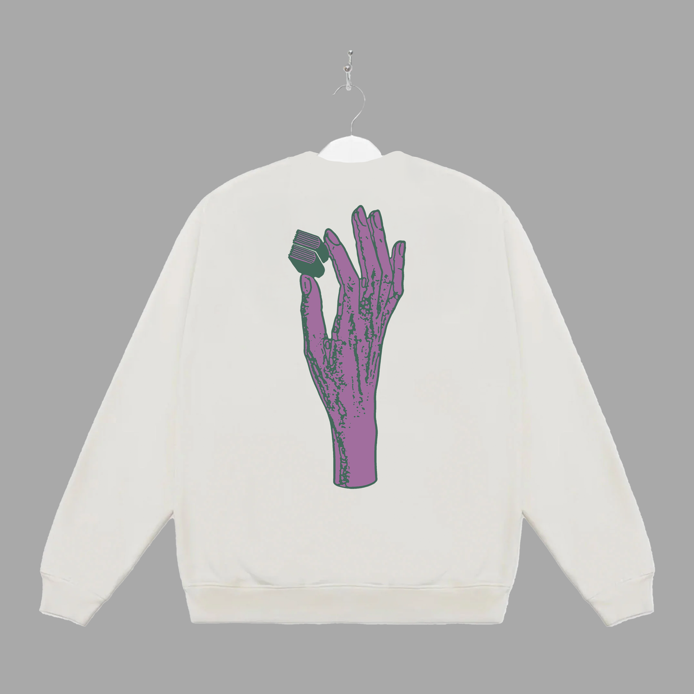 B HAND - PURPLE - CREWNECK - "PREMIUM-BOX FIT"