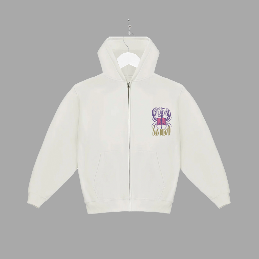 SAN DIEGO - IMAGE - ZIP-UP HOODIE -  WHITE