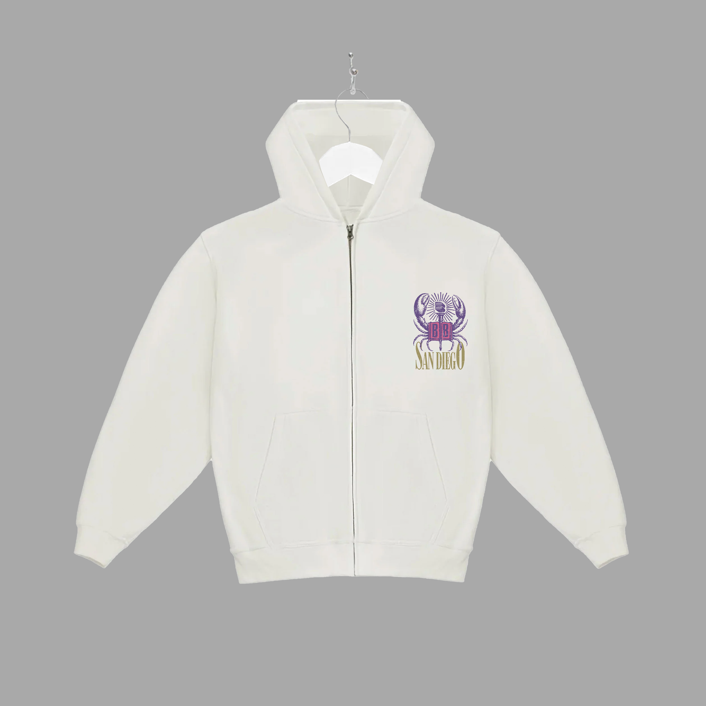 SAN DIEGO - IMAGE - ZIP-UP HOODIE -  WHITE