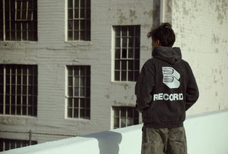 "PREMIUM" OVERSIZED RECORDS HOODIE - GRAPHITE