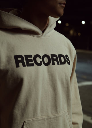 "PREMIUM" OVERSIZED RECORDS HOODIE - TAN