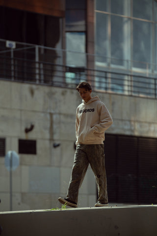 "PREMIUM" OVERSIZED RECORDS HOODIE - TAN