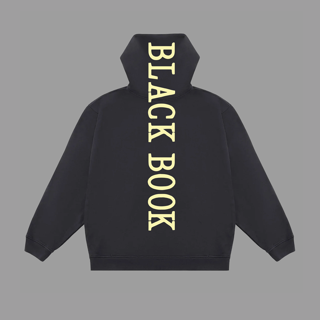THE BLACK BOOK HOODIE (VINTAGE BLACK) - "PREMIUM-BOX FIT"