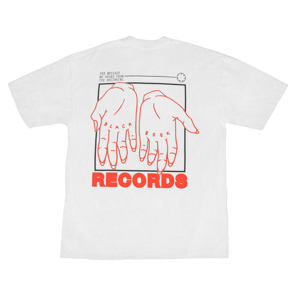 RECORDS HANDS TEE  WHITE/ORANGE - "PREMIUM" OVERSIZED FIT
