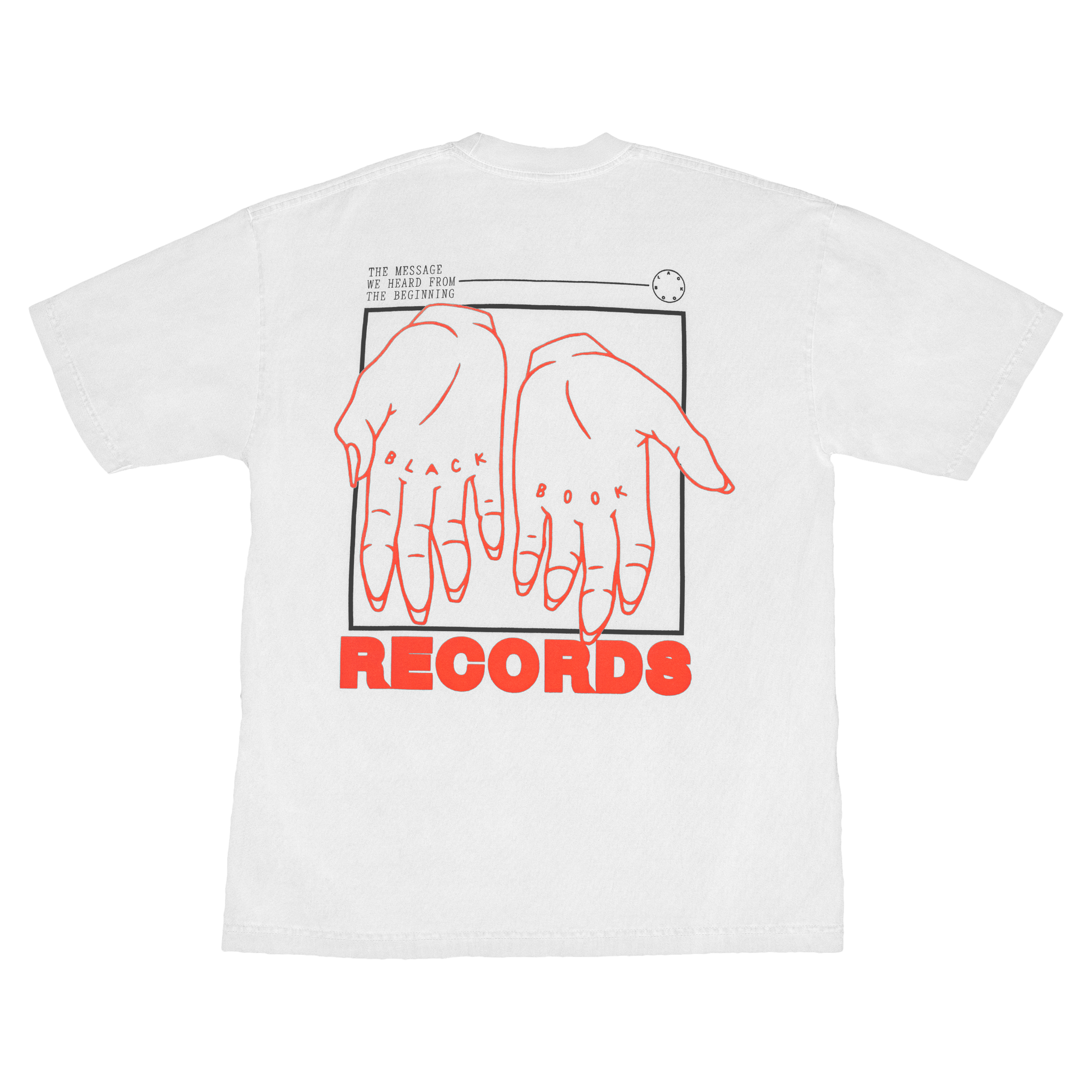RECORDS HANDS TEE  WHITE/ORANGE - "PREMIUM" OVERSIZED FIT