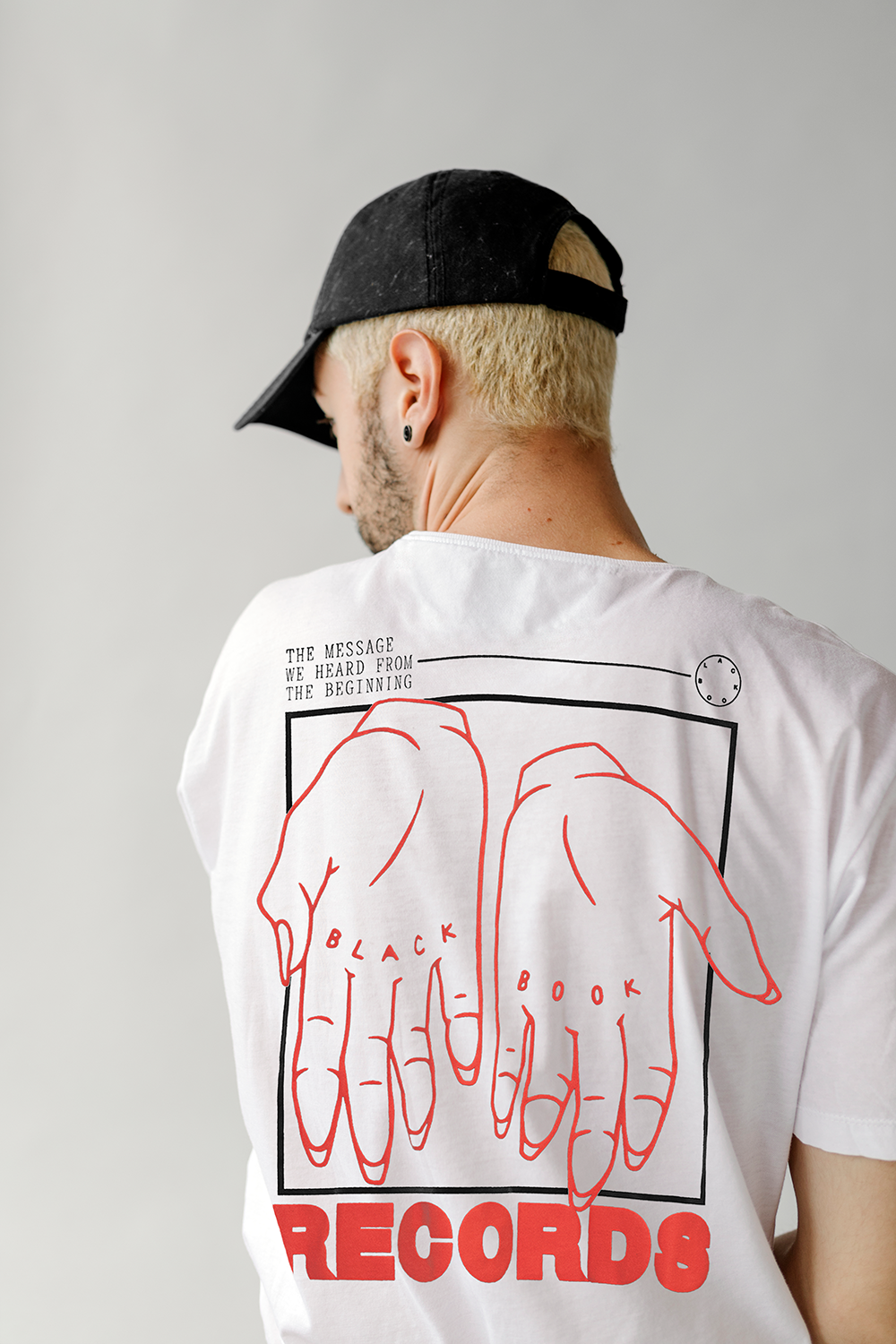 RECORDS HANDS TEE  WHITE/ORANGE - "PREMIUM" OVERSIZED FIT