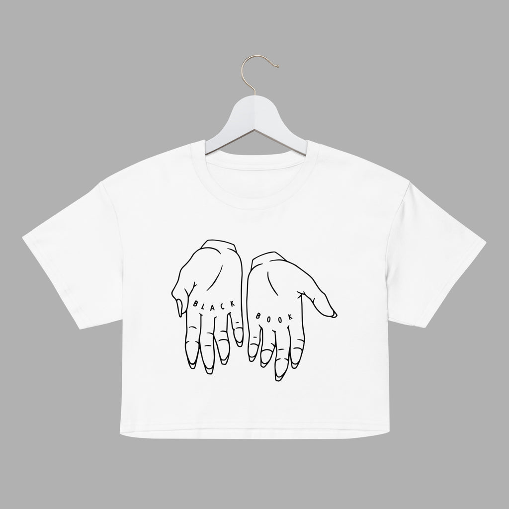 HANDS WOMENS CROP TOP - WHITE / BLACK