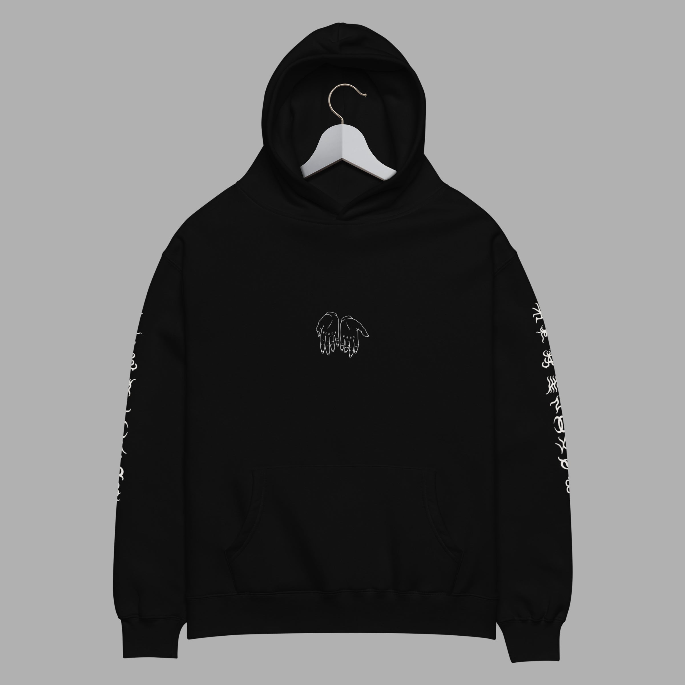 HANDS HOODIE - BLACK / WHITE - "TRADITIONAL FIT"