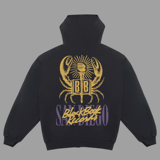 SAN DIEGO BLACK BOOK CRAB ZIP-UP HOODIE