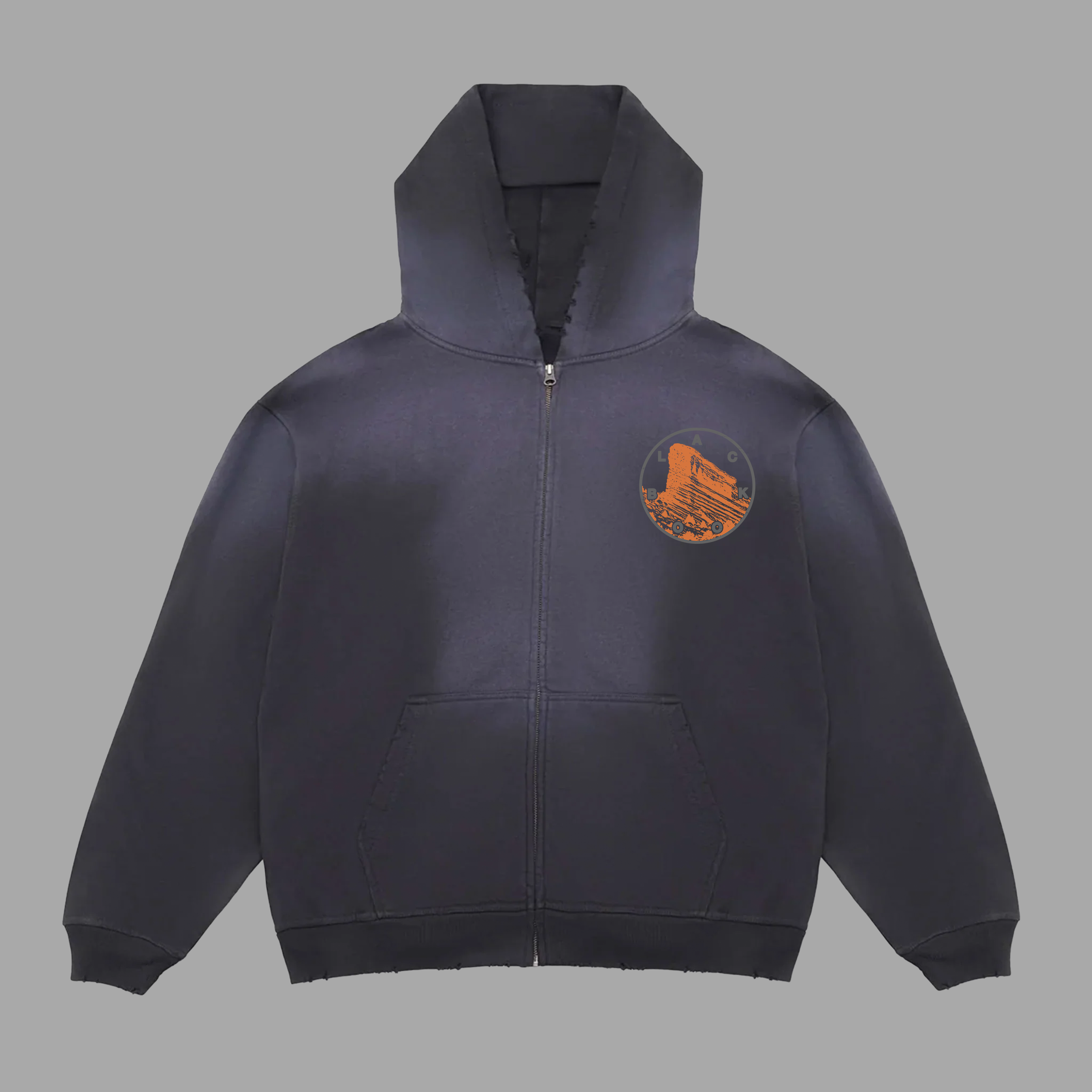 BLACK BOOK x RED ROCKS ZIP-UP HOODIE - "PREMIUM-BOX FIT"