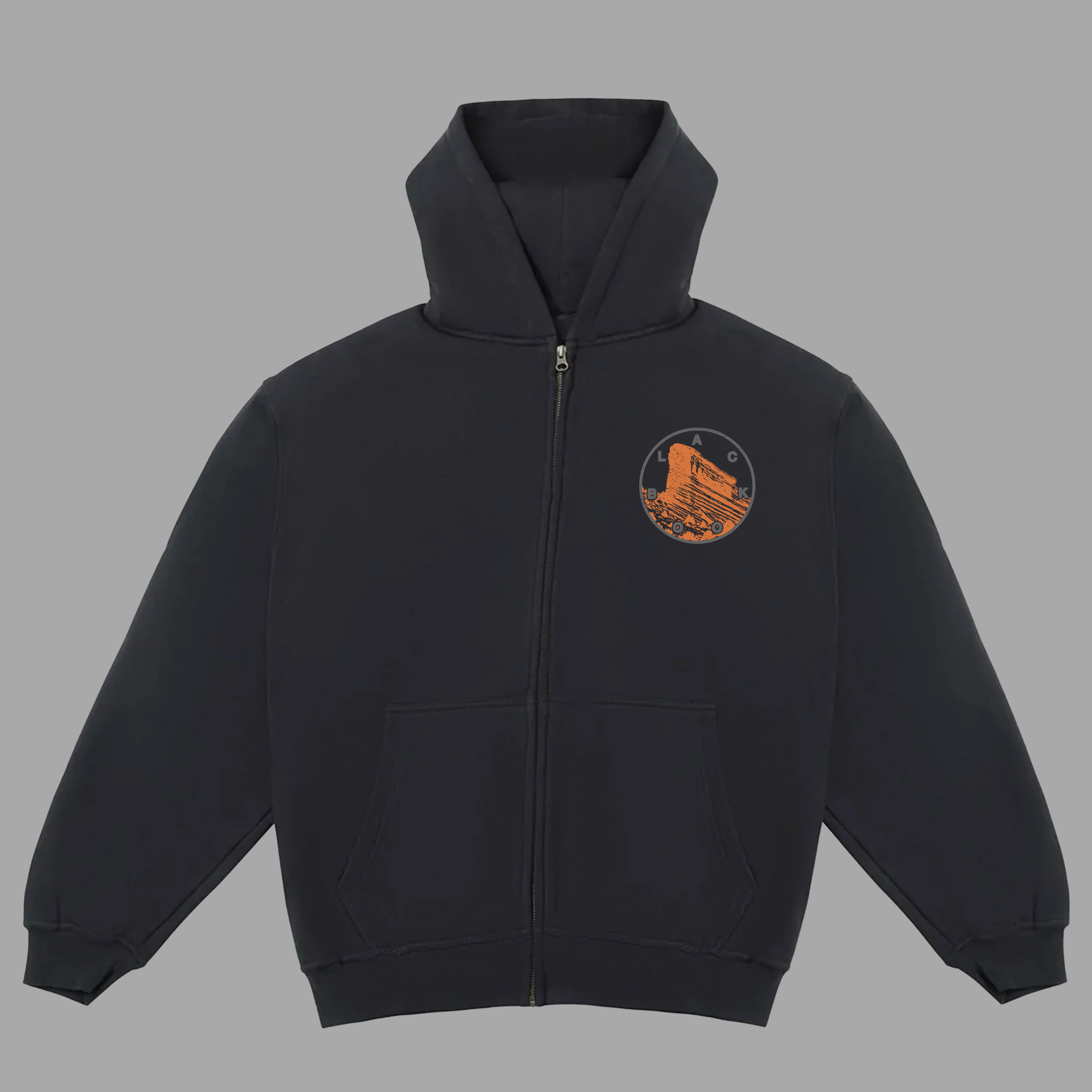 BLACK BOOK x RED ROCKS ZIP-UP HOODIE - "PREMIUM-BOX FIT"