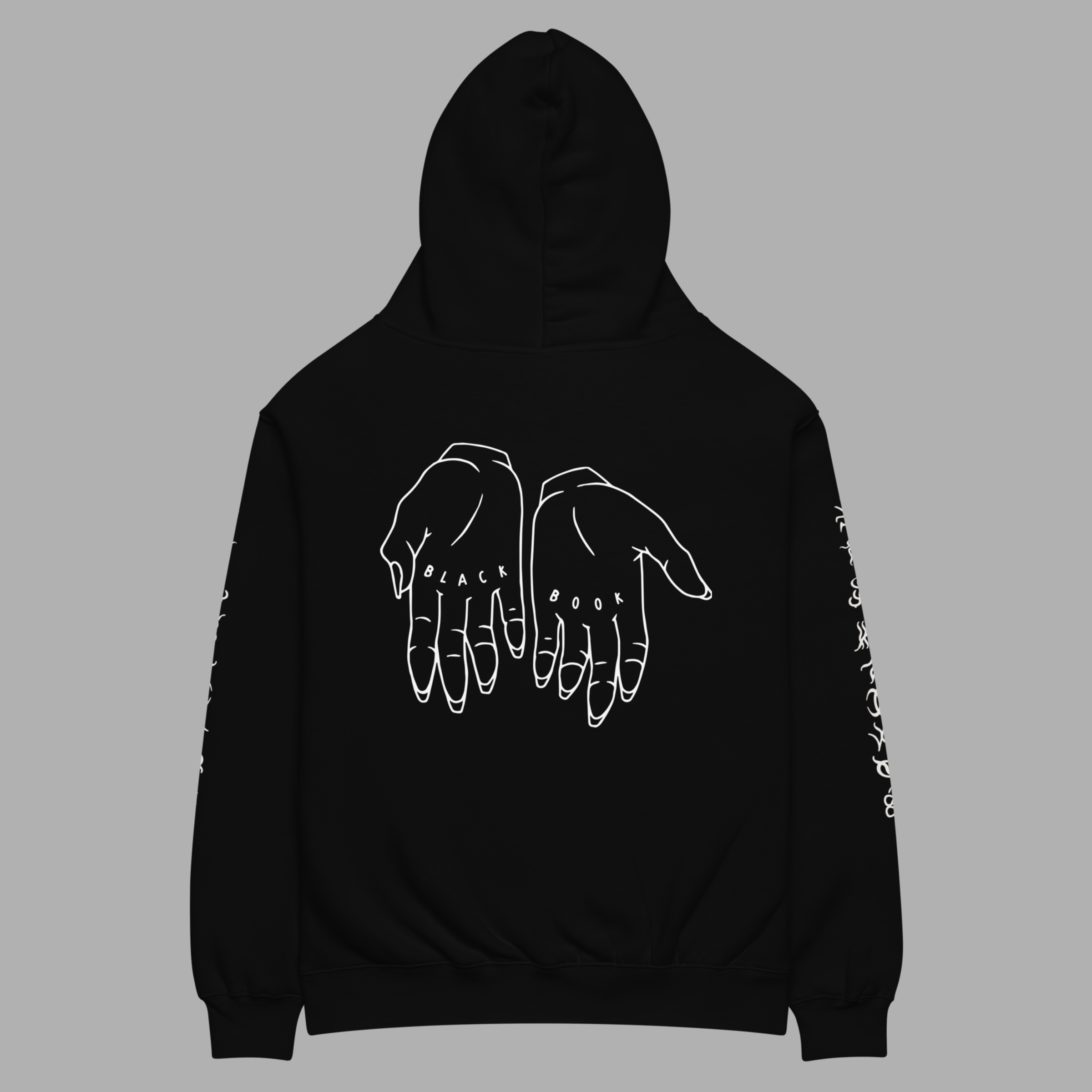 HANDS HOODIE - BLACK / WHITE - "TRADITIONAL FIT"