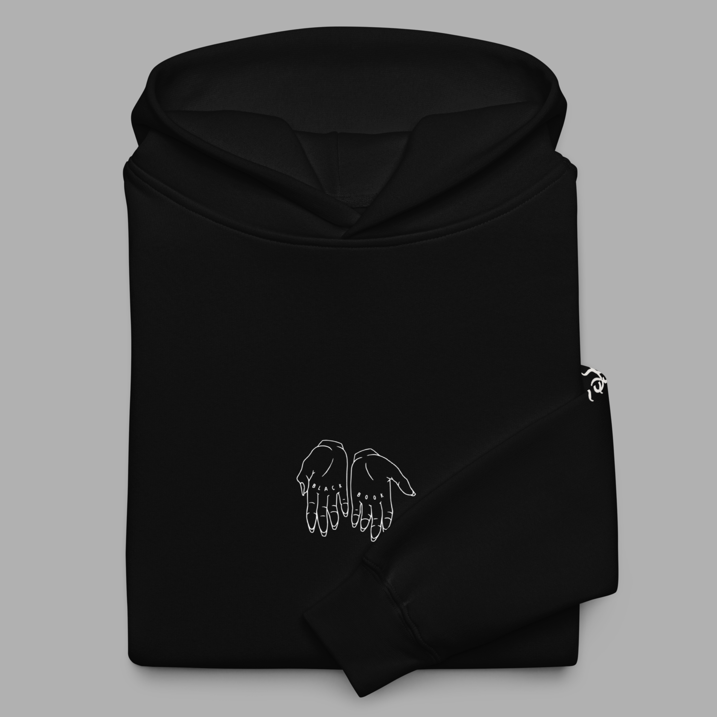 HANDS HOODIE - BLACK / WHITE - "TRADITIONAL FIT"