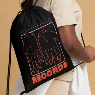 BLACK BOOK DRAWSTRING BAG