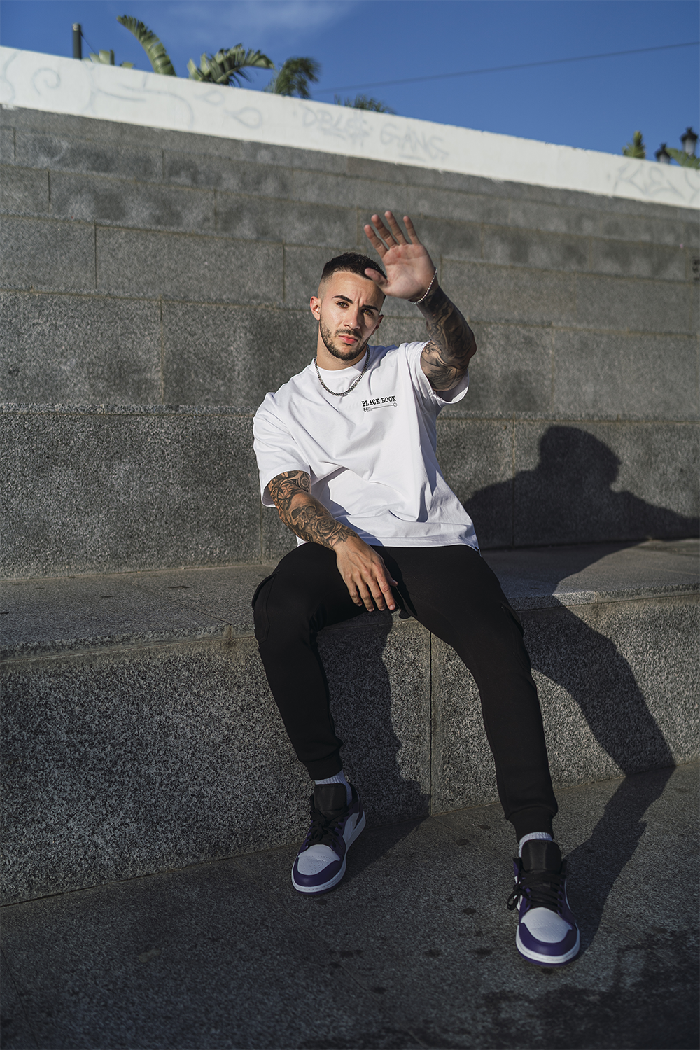 RECORDS HANDS TEE  WHITE/ORANGE - "PREMIUM" OVERSIZED FIT