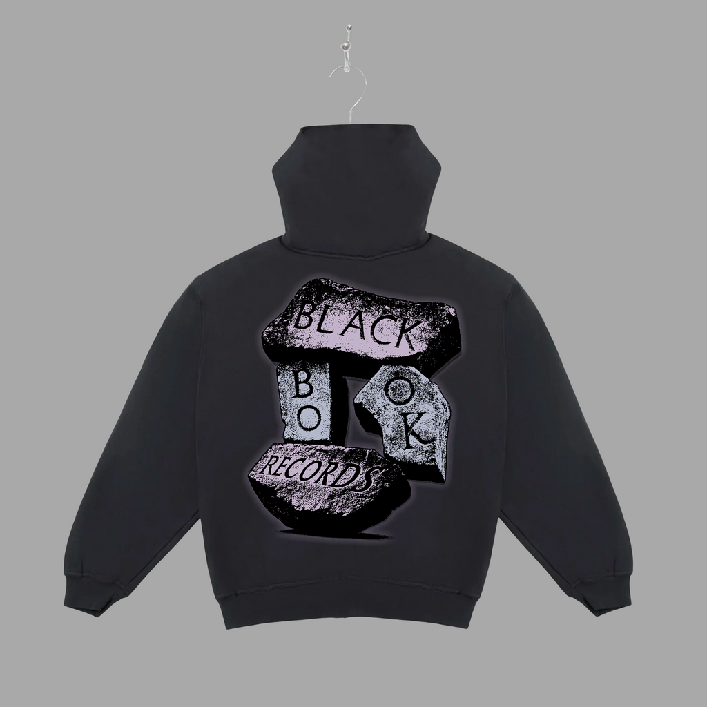STACKED STONE - BLACK - ZIP-UP HOODIE - "PREMIUM-BOX FIT"