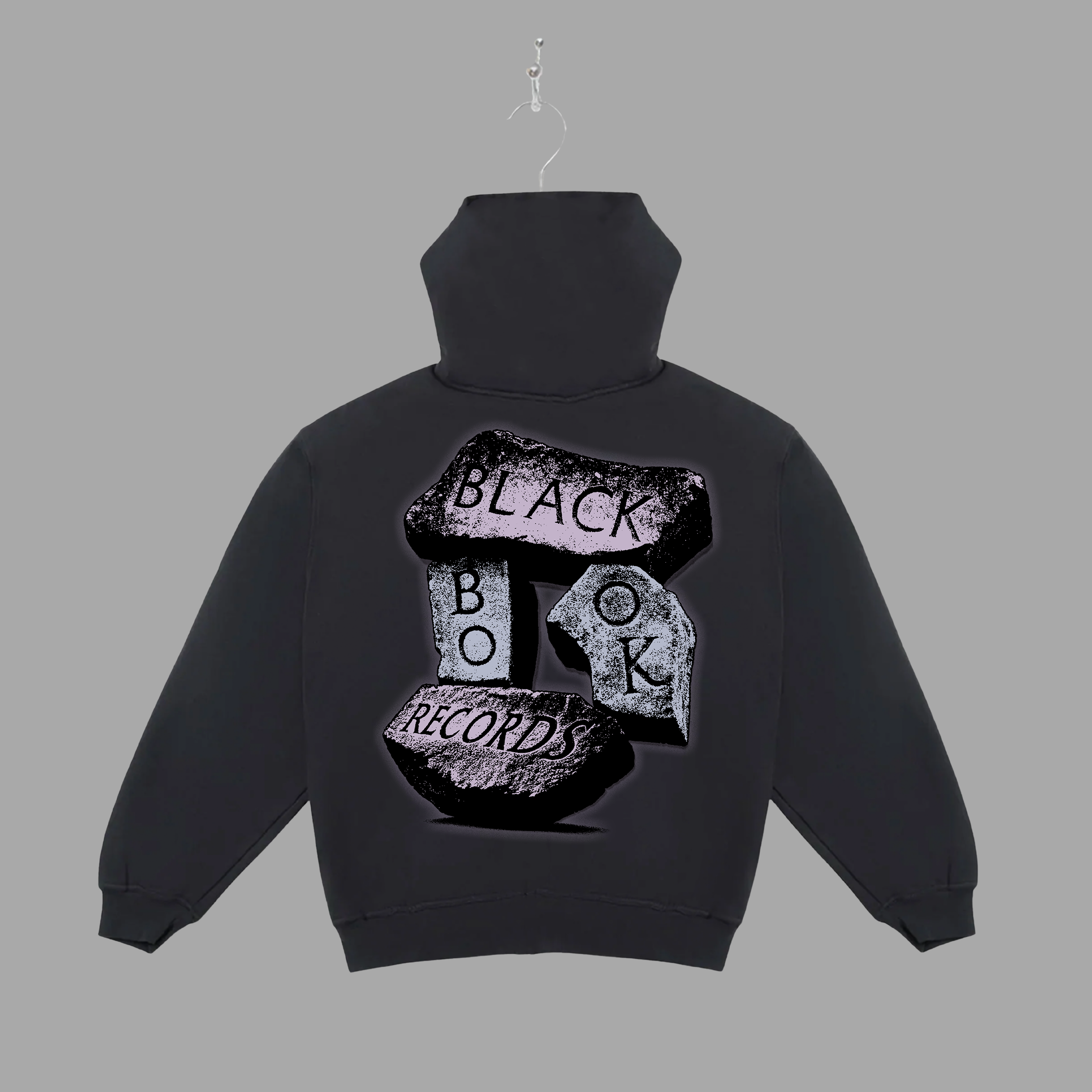 STACKED STONE - BLACK - ZIP-UP HOODIE - "PREMIUM-BOX FIT"