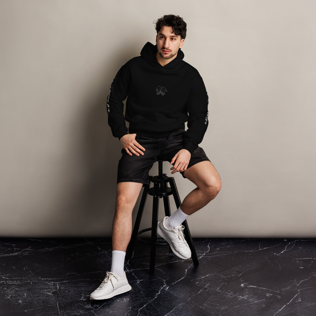 HANDS HOODIE - BLACK / WHITE - "TRADITIONAL FIT"